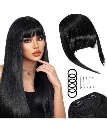 Clip in pony hair extension hair part clip in fringe fringe fringe bang extension hair part extensions bangs natural fringe bang pony for women girls one piece in front hair natural black
