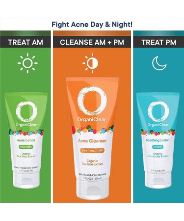 OrganiClear Acne Treatment System Kit - Benzoyl Peroxide Cream, Salicylic Acid Face Wash, Soothing Lotion - 90-Day Complete Skin Care Set - Buy Online on GoSupps.com