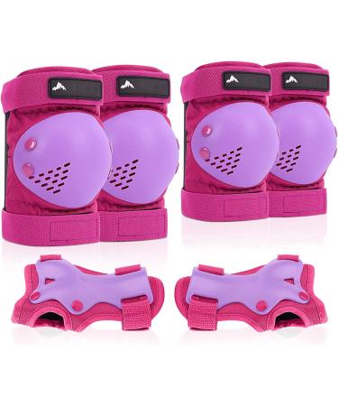 Knee Pads for Kids, Protective Gear Set Knee Pads Elbow Pads with Wrist Guards 6 in 1 Safety Gear for 3-13 Years Old Girls Boys Toddler Skateboard Skating Cycling Bike Rollerblading Scooter Small Purple-JZT