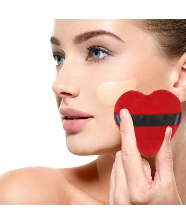 VOCOSTE 4 Pcs Loose Powder Puff - Soft Heart Shape Makeup Tool for Flawless Face - Short Plush Blender in Black & Red - Buy Online on GoSupps.com