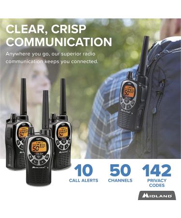 Midland 50 Ch Waterproof GMRS Two-Way Radio - Long Range Walkie Talkie w/ 142 Privacy Codes, SOS Siren, NOAA Weather Alerts - Black/Silver 3-Pack - Buy Online on GoSupps.com