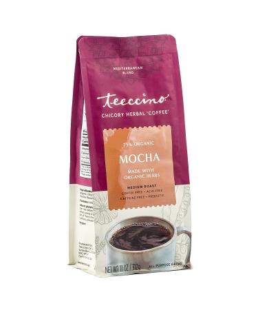 Teeccino Chicory Coffee Alternative - Mocha - Ground Herbal Coffee Thats Prebiotic Caffeine-Free  Acid Free Medium Roast 11 Ounce