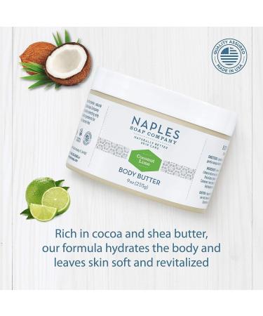 Natural Coconut Lime Body Butter for Women - 9 oz - Nourishing & Moisturizing Shea Butter - Naples Soap - Buy Online on GoSupps.com