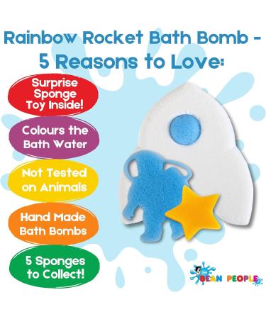 The Bean People Space Rocket-Themed Bath Bombs for Kids - Rainbow Coloured Kids Bath Bombs with Toys Inside Sponge Bath Toys 5 to Collect Fantastic Scent Rainbow Rocket - Buy Online on GoSupps.com