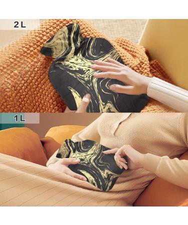 Black Gold Marble Heat Bottle - 2L | Pain Relief Heating Bag for Cramps | International Shipping - Buy Online on GoSupps.com