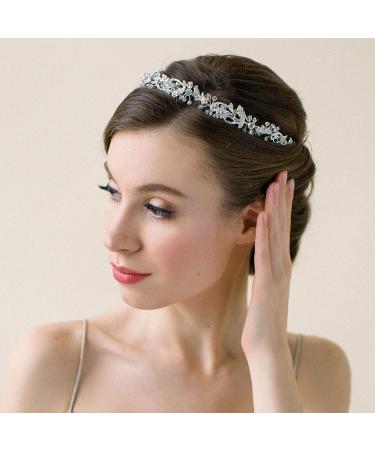 SWEETV Silver Wedding Headpiece for Bride - Handmade Bridal Headband with Rhinestone Accents - Hair Vine for Women - Buy Online on GoSupps.com