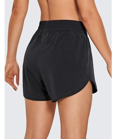 CRZ YOGA Women's High Waisted Running Shorts - Quick Dry Athletic Gym Shorts with Zip Pocket, Medium Black - Buy Online on GoSupps.com