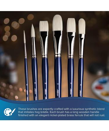 Silver Brush BR-1940 Bristlon Versatile Variety Set - Set of 4 Round, Flat, Bright, and Filbert Brushes in Size 6 - Long Handle - Buy Online on GoSupps.com