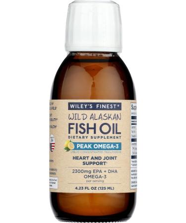 Wiley's Finest Wild Alaskan Fish Oil Peak Omega-3 Liquid Natural Lemon Flavor 2300 mg 4.23 fl oz (125 ml)