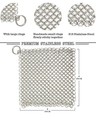 6 Inch Cast Iron Cleaner - Stainless Steel Scrubber for Cast Iron Pans - Kitchen Household Chain Scrubber - BabriInta (Pack of 1) - Buy Online on GoSupps.com