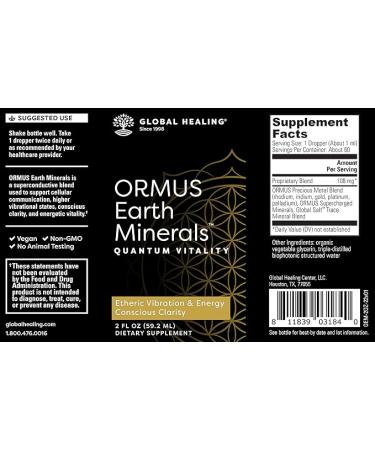 Global Healing Center ORMUS Earth Minerals - Liquid Gold, Platinum, Iridium Blend for Lucid Dreaming, Quantum Vitality and Mindful Meditation - More Bioavailable Than Monoatomic Gold - 2 Fl Oz - Buy Online on GoSupps.com