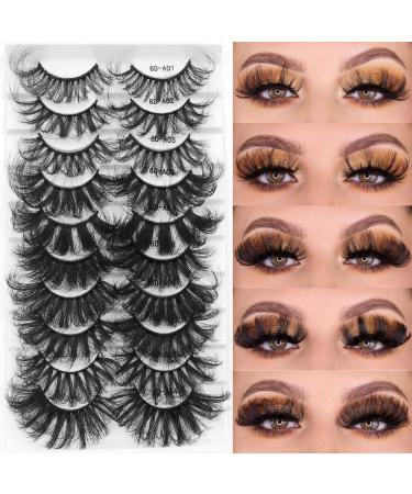 IFLOVEDEKD 25mm Lashes Thick Faux Mink Lashes Fluffy Wispy False Eyelashes 10 Pairs 1 Pack Dramatic 5D Effect Fake Eye Lashes Handmade Reusable Lashes Multipack Mix | 10 Styles - Buy Online on GoSupps.com