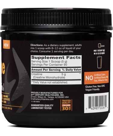 21st Century Full Fuel 365 Creatine Monohydrate 5 g 16 oz Unflavored Micronized Powder 90 Servings Vegetarian-Friendly Gluten-Free for Muscle Strength Recovery & Cognitive Health Support - Buy Online on GoSupps.com