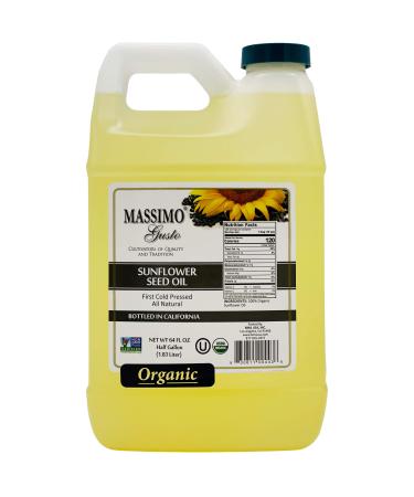 Massimo Gusto Food Service - Sunflower Oil - USDA Organic - High Oleic - 1/2 Gallon (64 FL OZ) 64 Fl Oz (Pack of 1)