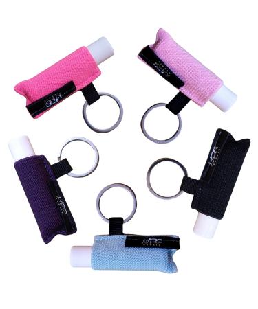Chapstick Holder Pouch. Lip Balm Keychain Holder. 5pcs Clip On Sleeve. Tight-Knit Elastic Sleeve for & Stick. Lipstick Key Chain (Black/Violet/Light Blue/Pink/light Pink) 2.36 INC
