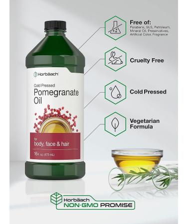 Pomegranate Seed Oil 16 oz | Face, Skin & Hair Moisturizer | Cold Pressed, Non Comedogenic | SLS & Paraben Free by Horbaach - Buy Online on GoSupps.com