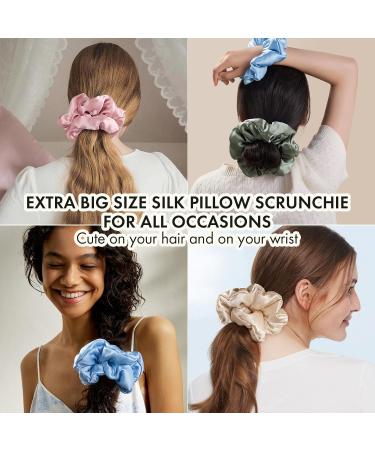 LILYSILK Women's 100% Mulberry Silk Big Hair Scrunchies Ladies Pure Silk Filled Giant XL Ponytail Holder Oversized Elastic Hair Tie Band Large Jumbo Hair Bobble for Breakage Prevention(Ice Blue) - Buy Online on GoSupps.com