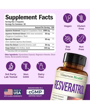 Japanese Knotweed Capsules - Resveratrol Supplement with 1000mg Japanese Knotweed Green Tea Extract Quercetin Grape Extract. Potent Antioxidant for Healthy Aging & Cardiovascular Support. 60 Caps - Buy Online on GoSupps.com