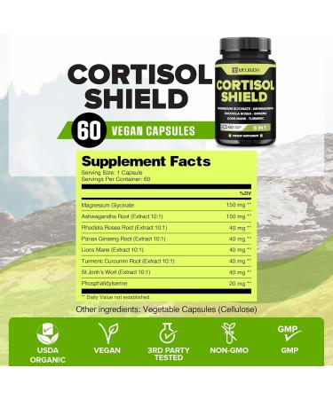 WELBUDA 8in1 Cortisol Shield - Ashwagandha and Magnesium Rhodiola Rosea Lions Mane Gingsen and 3 More - Relaxation & Restful Night Support & Mood Balance - 60 Count - Buy Online on GoSupps.com