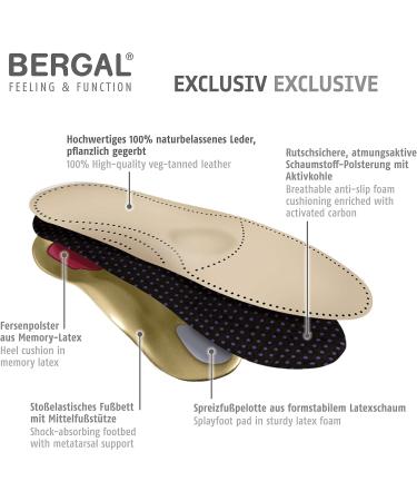 Bergal Breathable Leather Comfort Footbed - Plant-Tanned Activated Carbon Orthopedic System for Men & Women (EU 36-50 US M1.5-12) - Buy Online on GoSupps.com
