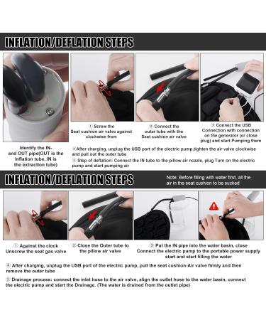 Roadtime Air Inflatable Seat Cushion for Wheelchair Water-fillable Pressure Relief Seat Cushion with Air Pump Tailbone Pain Wheelchair 42x34cm - Black - Buy Online on GoSupps.com