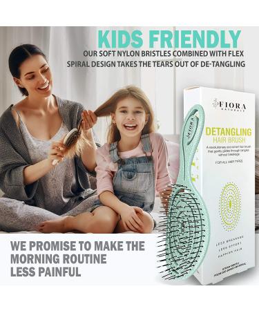 Fiora Naturals Hair Detangling Brush - Gentle Bio-Friendly Detangler for Curly & Straight Hair - Ultra-Soft Bristles for Women, Men, Kids & Toddlers - Suitable for Wet and Dry Hair - Buy Online on GoSupps.com