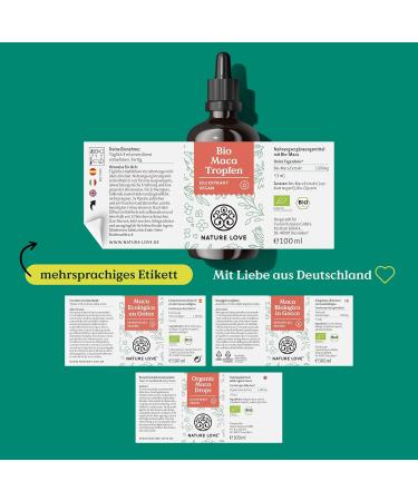 Organic Maca Drops 100ml - 11 000mg Maca Root Extract per Dose | Vegan Alternative to Capsules & Powder - Black Red & Yellow Shapes - Ships Internationally from Germany - Buy Online on GoSupps.com