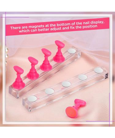 PROUSKY 2 Set Nail Display Stand Fingernail DIY Nail Art Display Nail Tip Practice Holder Magnetic for False Nail Tip Manicure Tool Home and Art Salon Use Magnetic Nail Practice Base (Rose Red) - Buy Online on GoSupps.com
