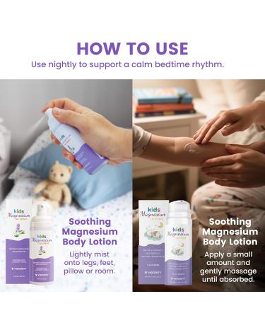 Kids Magnesium Lotion & Magnesium Sleep Spray Set - Calming Lavender Magnesium Oil Spray for Kids Bedtime + Soothing Body Lotion for Nighttime Legs & Feet Comfort Aromatherapy Lavender & Neroli - Buy Online on GoSupps.com