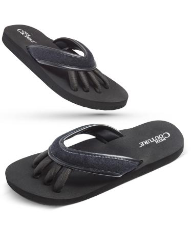 Pedi Couture Pedicure Sandals for Women - Toe Separator Slippers Large Black