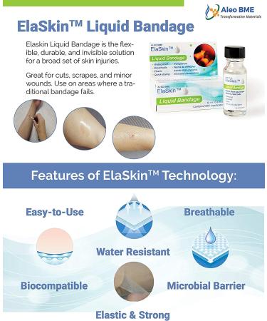 ElaSkin Liquid Bandage 0.4 Fl Oz - Waterproof & Stretchable Protection Against Dirt & Germs - Buy Online on GoSupps.com