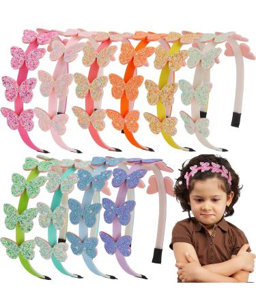 10 PCS Butterfly Headbands for Girls  Glitter Hairbands for Children Kids  Toddlers Headband Hair Accessories Bling Star Shaped Head Bands Birthday Party Favors