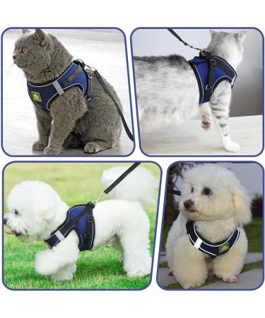 Adjustable Cat Dishes Set with Leash - Soft Lining & Breathable Mesh for Cats Kittens Dogs & Puppies (Navy Blue Size S) - International Shipping Available - Buy Online on GoSupps.com