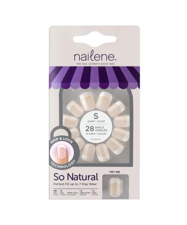 Nailene So Natural Short Artificial Nails  Beige   Fake Nail Kit with 28 Nails (12 Sizes) & Nail Glue Included   Designed for Comfort & Natural Look   False Nails with up to 7 Days of Wear 71004 Beige 31 Count (Pack of 1...