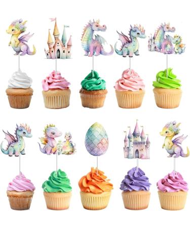 10 PCS Party Pink Dragons Cupcake Toppers - Enchanting Delights for Your Celebration! - Buy Online on GoSupps.com