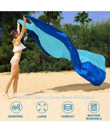 BYDOLL Waterproof Sandproof Beach Blanket - Oversized 10' x 9' - Lightweight Nylon - Sand Free - Extra Large Picnic Mat for Travel, Camping, Hiking - Blue - 1-8 Adults - Buy Online on GoSupps.com