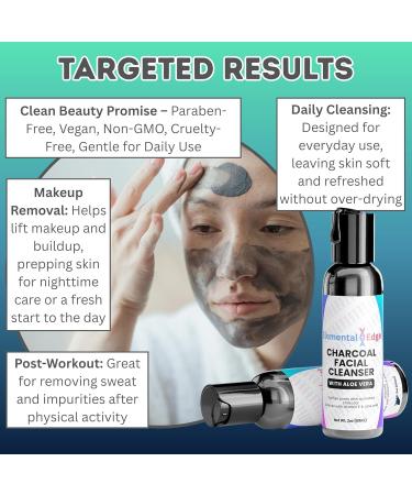Elemental Edge Charcoal Facial Cleanser Activated Charcoal Face Wash with Aloe Vera & Tea Tree Oil Vegan & Paraben-Free - Buy Online on GoSupps.com