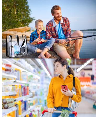 12 Pack Clear Stadium Approved Tote Bags with Handles - 12x12x6 Inch Transparent Plastic Bags for Work, Sports, Concerts - Buy Online on GoSupps.com