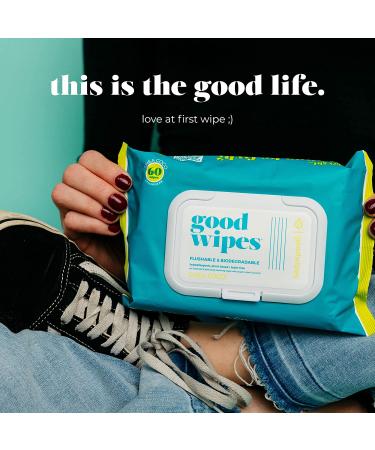 Goodwipes Flushable & Biodegradable Wipes with Botanicals | 180 Count (3 Packs) | Shea-Coco with Aloe | At-Home Use Safe | Septic-Sewer Safe - Buy Online on GoSupps.com
