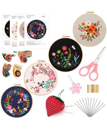 ZOCONE 4 Set Embroidery Kit for Beginners  Embroidery Starter Kit with Pattern and Instruction  Cross Stitch Kits Include Embroidery Hoop and Complete Embroidery Tools  Needlepoint Kit for Adults (B) B-Birds+Garland - Buy Online on GoSupps.com