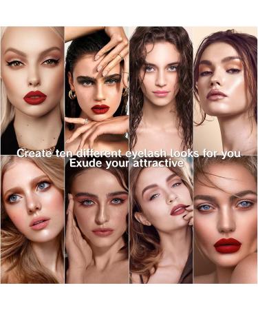 10 Pairs 3D Magnetic False Eyelashes Set with Eyeliner & Tweezers - Reusable Waterproof Long-Lasting Makeup - Buy Online on GoSupps.com