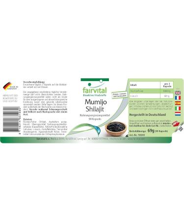 Fairvital | Mumijo Shilajit - 90 capsules - with 1000mg mumijo powder per daily dose - Shilajit original Himalaya - fulvic ac - Buy Online on GoSupps.com