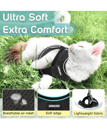 AOKCATS Escape Proof Cat Harness and Leash Set - Reflective Strips, Adjustable Comfort - Small Cat, Kitten - Black, Medium - Buy Online on GoSupps.com