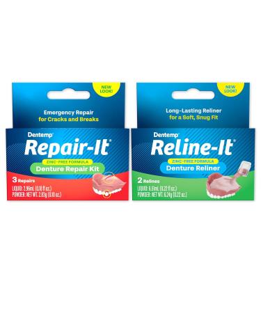 Dentemp Repair-it Denture Repair Kit & Reline-it Denture Reliner - Denture Kit (Multi-Pack) - Refit and Tighten Dentures for Both Upper & Lower Denture - Repair Broken Dentures & Loose Teeth - Buy Online on GoSupps.com