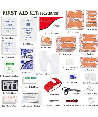 TIANBO FIRST Small First Aid Kit - 120 Pieces Compact Survival Bag for Camping, Hiking, and Travel - Medical Safety Case for Emergencies - Light Green Camo - Buy Online on GoSupps.com