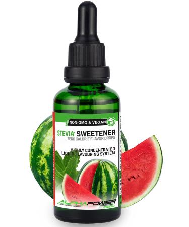Alphapower Food |Stevia sugar -free flavor drops watermelon |100% natural liquid aroma + sugar substitute for water muesli desserts smoothies natural watermelon aroma 50 ml (1 Pack) - Buy Online on GoSupps.com