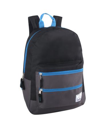 Multi Pocket Multicolor Backpack with Adjustable Padded Straps Black