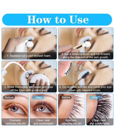 Eyelash Shampoo Cleanser Kit | Lash Extension Mousse & Accessories for Home Salon Use | Complete Eyelash Care Set with USB Mini Fan Brushes & Makeup Remover Pad - Buy Online on GoSupps.com