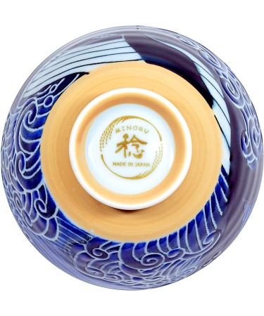 Mino Ware Japanese Rice Bowl Set of 2 - Wave Whale Chawan 4.6 inch 10oz for Rice, Ramen, Noodle Soup, Salad, and Pasta - Buy Online on GoSupps.com