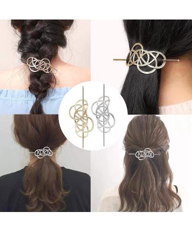 Celtic Hair Clips for Women - Vintage Hollow Metal Hairpins (Set of 4) for Weddings Parties & Office | Gold & Silver Styles - Buy Online on GoSupps.com